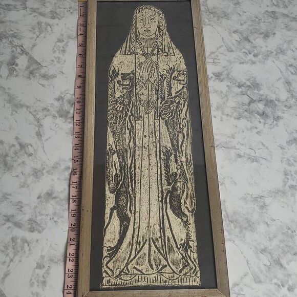 Vintage Stone Graves Rubbing Framed Photo - Picture 9 of 12